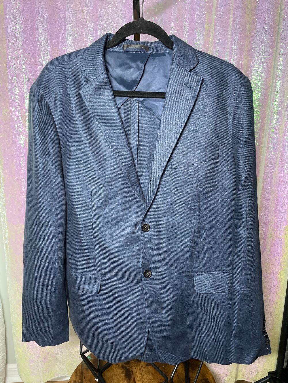 Lauren Ralph Lauren Blazer Jacket Mens 44 Blue Single Breasted Sport Coat Suit